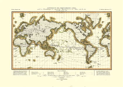 Picture of ISODYNAMIC LINES 1790 TO 1830 WORLD - PERTHES 1837