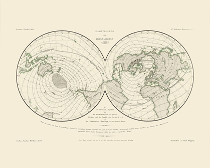 Picture of WORLD ISODYNAMIC LINES - PERTHES 1839