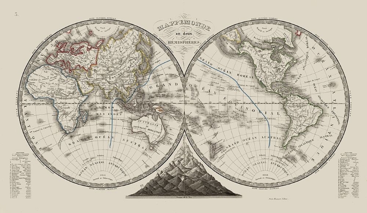 Picture of WESTERN EASTERN HEMISPHERES - MONIN 1839