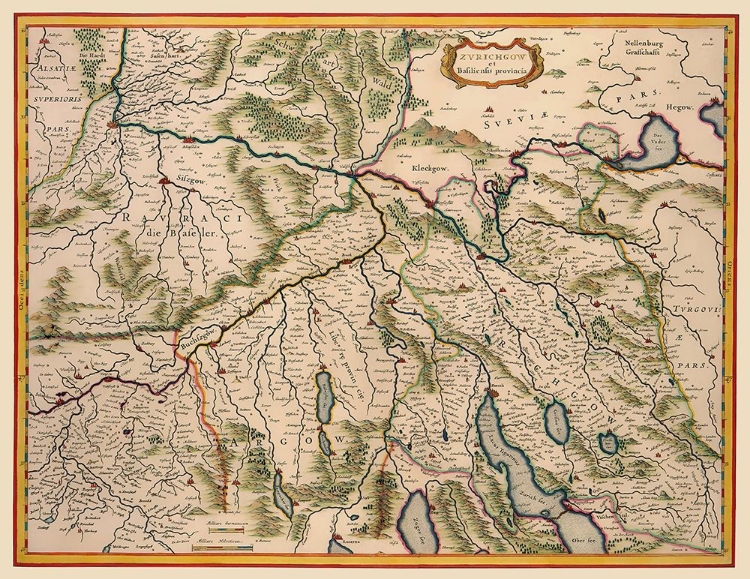 Picture of ZURICH REGION SWITZERLAND - BLAEU 1635