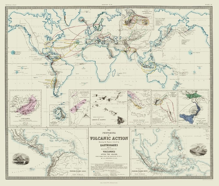 Picture of GLOBAL VOLCANIC ACTION EARTHQUAKES - JOHNSTON 1854