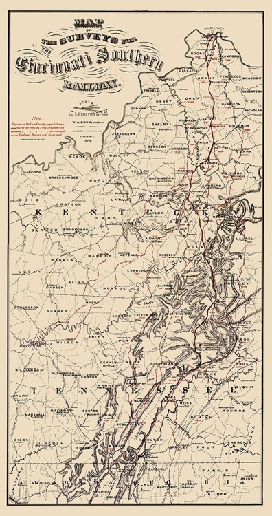 Picture of CINCINNATI SOUTHERN RAILWAY - STROBRIDGE 1873