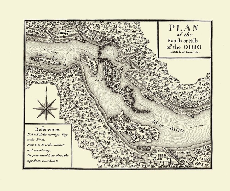 Picture of OHIO RIVER RAPIDS, FORT LOUISVILLE - BERTRAND 1796