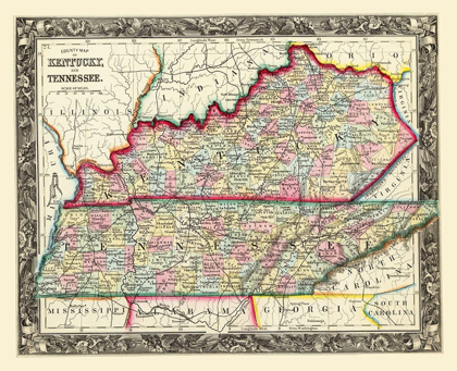 Picture of KENTUCKY, TENNESSEE COUNTIES - MITCHELL 1860