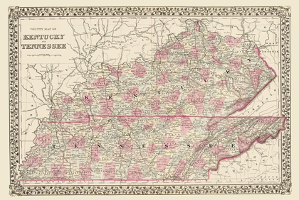 Picture of KENTUCKY, TENNESSEE COUNTIES - MITCHELL 1879