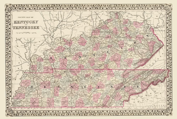 Picture of KENTUCKY, TENNESSEE COUNTIES - MITCHELL 1879