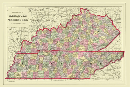 Picture of KENTUCKY, TENNESSEE COUNTIES - MITCHELL 1879
