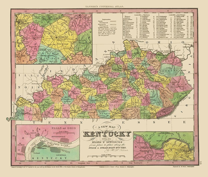 Picture of KENTUCKY, TENNESSEE COUNTIES - TANNER 1833