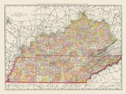 Picture of KENTUCKY, TENNESSEE COUNTIES - RAND MCNALLY 1897