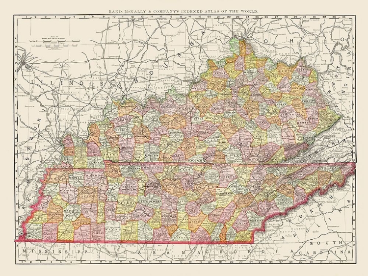 Picture of KENTUCKY, TENNESSEE COUNTIES - RAND MCNALLY 1897