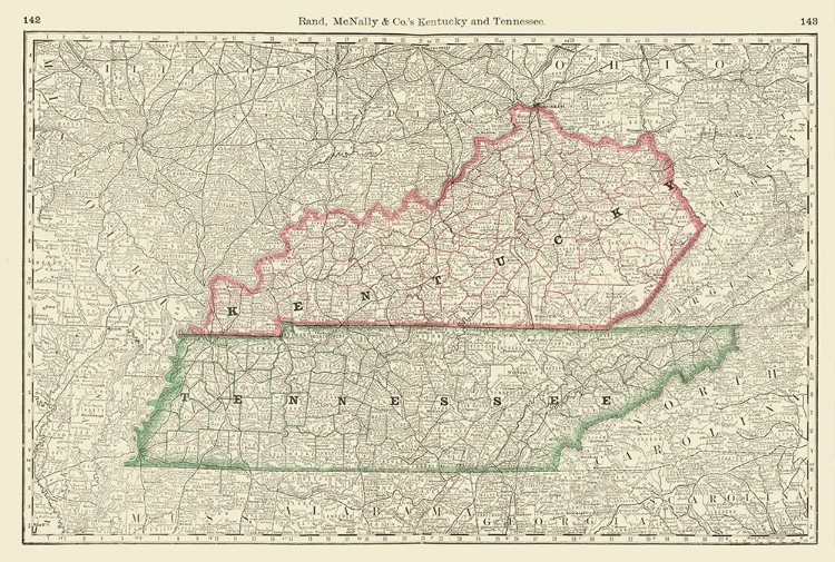 Picture of KENTUCKY, TENNESSEE - RAND MCNALLY 1879