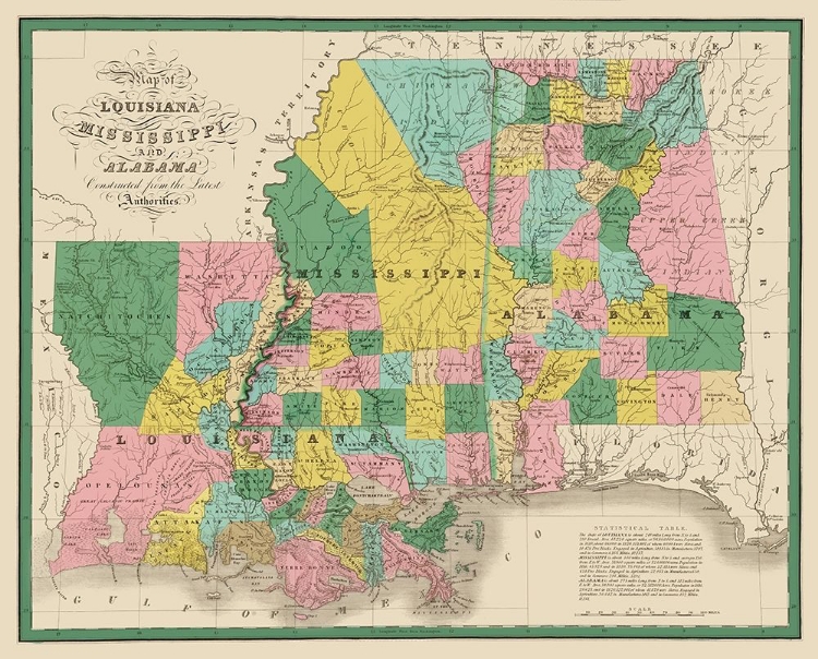 Picture of LOUISIANA, MISSISSIPPI, ALABAMA - FINLEY 1827