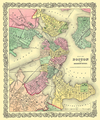 Picture of BOSTON , ADJACENT AREA MASSACHUSETTS - COLTON 1855