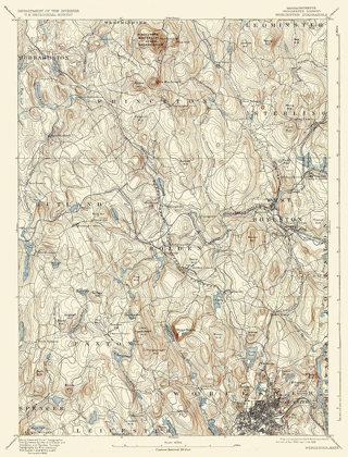 Picture of WORCESTER MASSACHUSETTS QUAD - USGS 1892