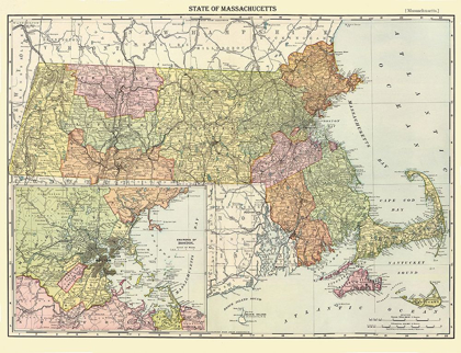 Picture of MASSACHUSETTS - RAND MCNALLY 1890