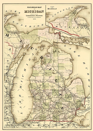 Picture of RAILROAD MAP - GRAY 1876