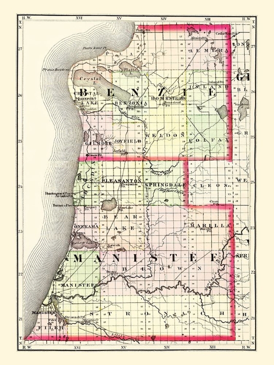 Picture of BENZIE  MANISTEE MICHIGAN - WALLING 1873