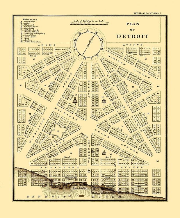 Picture of DETROIT, PLAN MICHIGAN PLAN - BOWEN 1807