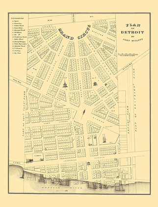 Picture of DETROIT MICHIGAN PLAN - MULLET 1830