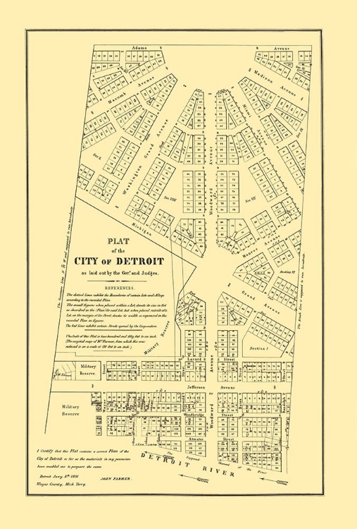 Picture of DETROIT MICHIGAN TERRITORY PLAT - FARMER 1831