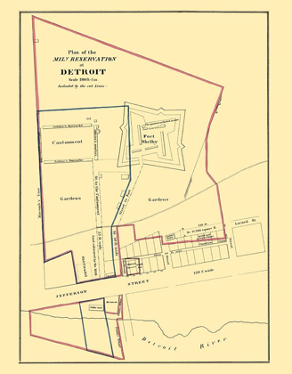 Picture of DETROIT MICHIGAN MILITARY RESERVATION PLAN 1860
