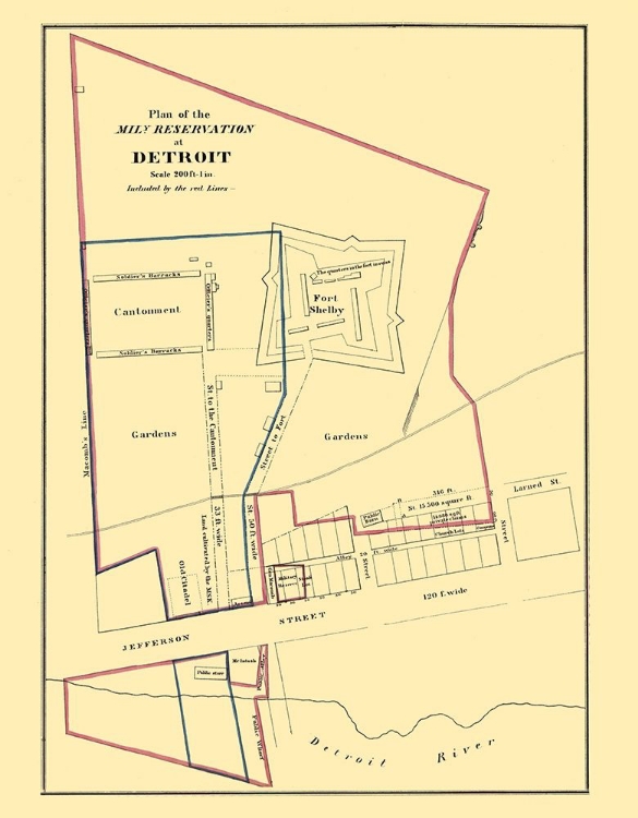 Picture of DETROIT MICHIGAN MILITARY RESERVATION PLAN 1860