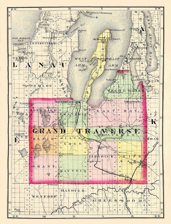 Picture of GRAND TRAVERSE MICHIGAN - WALLING 1873