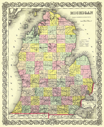 Picture of MICHIGAN LOWER PENINSULA - COLTON 1855