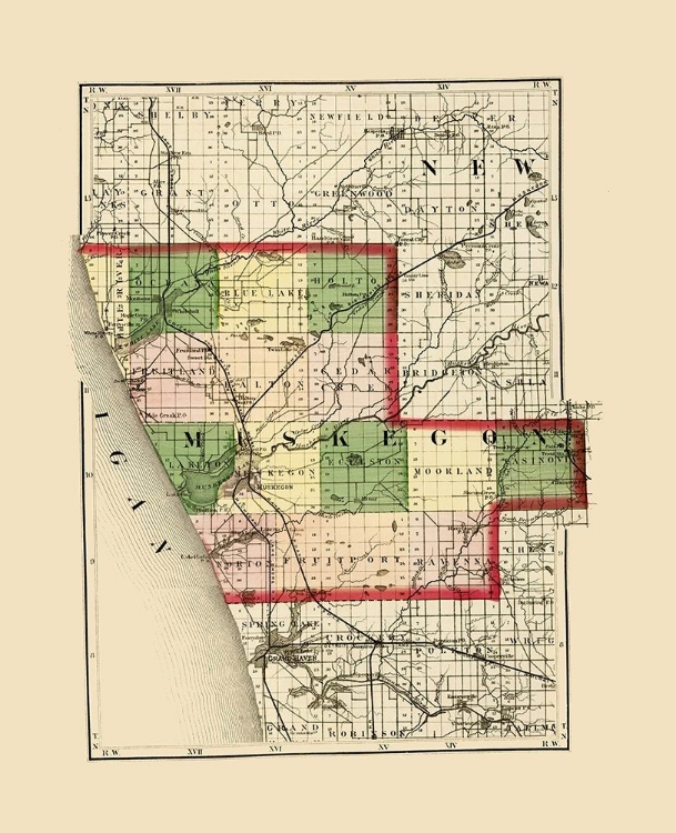 Picture of MUSKEGON MICHIGAN - WALLING 1873