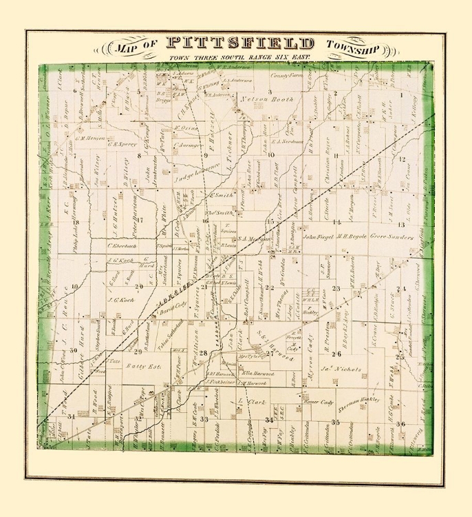 Picture of PITTSFIELD MICHIGAN LANDOWNER - EVERTS 1874