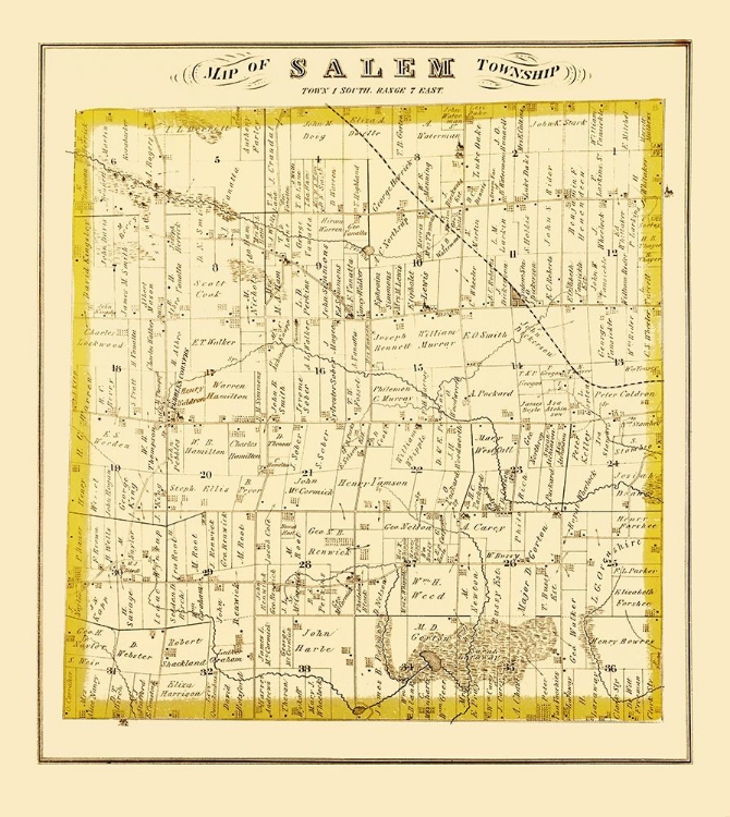 Picture of SALEM MICHIGAN LANDOWNER - EVERTS 1874