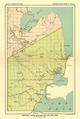 Picture of MICHIGAN  SAGINAW LAKE  LAKE ERIE - HOEN 1896