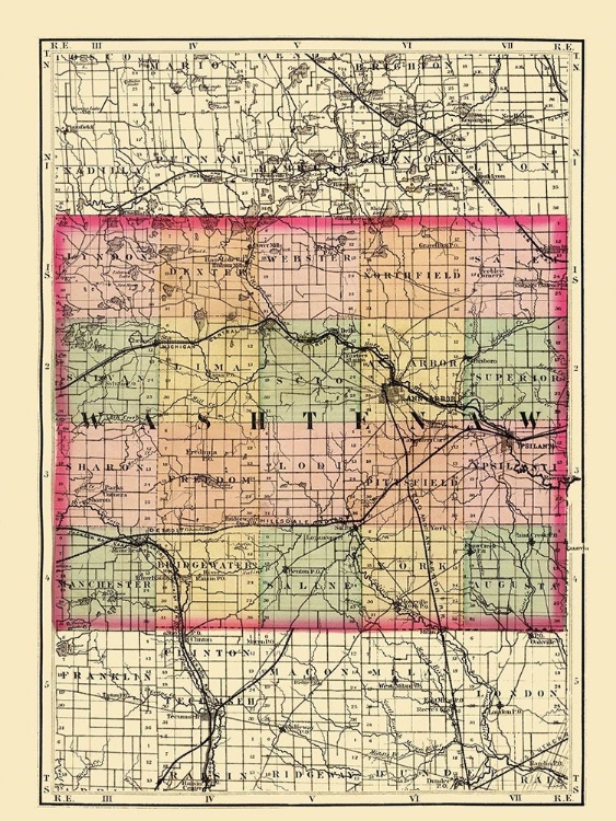 Picture of WASHTENAW MICHIGAN - WALLING 1873