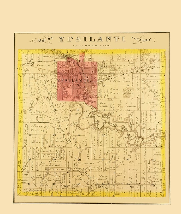 Picture of YPSILANTI MICHIGAN LANDOWNER - EVERTS 1874