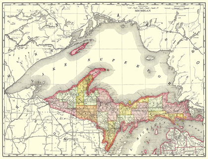 Picture of MICHIGAN UPPER PENINSULA - RAND MCNALLY 1897