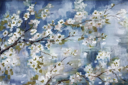 Picture of CHERRY BLOSSOMS BRANCH BLUE AND WHITE LANDSCAPE