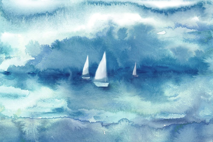 Picture of WATERCOLOR SAILBOAT ABSTRACT BLUE