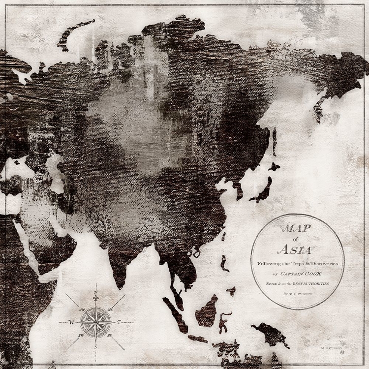 Picture of WORLD MAP BLACK AND WHITE II-ASIA