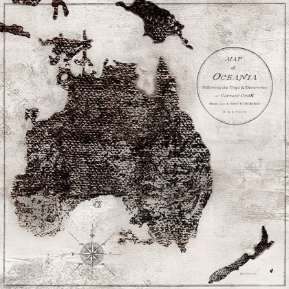 Picture of WORLD MAP BLACK AND WHITE V-OCEANIA