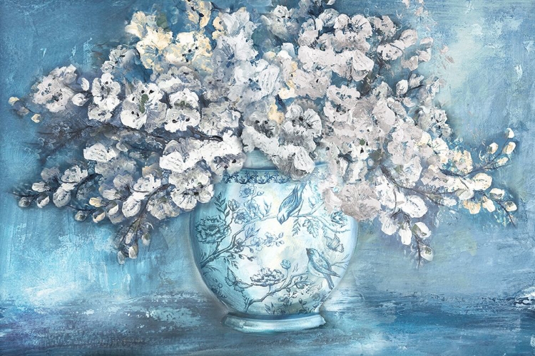 Picture of CHERRY BLOSSOMS IN CHINOISERIE GINGER JAR WHITE