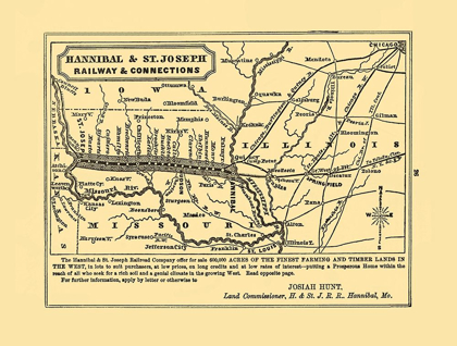 Picture of HANNIBAL AND ST JOSEPH RAILROAD - HUNT 1863