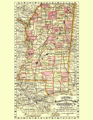 Picture of MISSISSIPPI RAILROAD AND TOWNSHIPS - CRAM 1878