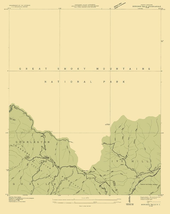 Picture of BUNCHES BALD NORTH CAROLINA QUAD - USGS 1935