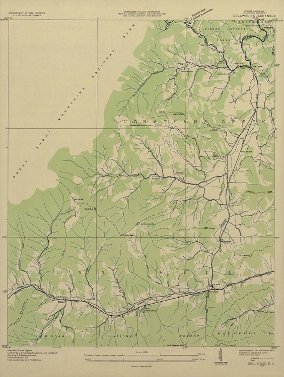 Picture of DELLWOOD NORTH CAROLINA QUAD - USGS 1935