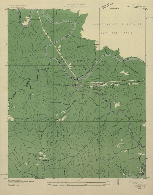 Picture of TAPOCO NORTH CAROLINA TENNESSEE QUAD - USGS 1935
