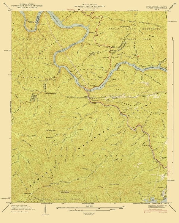 Picture of TAPOCO NORTH CAROLINA TENNESSEE QUAD - USGS 1940