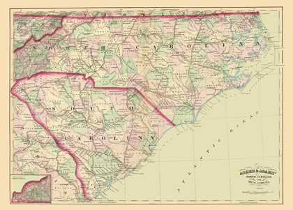 Picture of NORTH CAROLINA, SOUTH CAROLINA - ASHER 1872