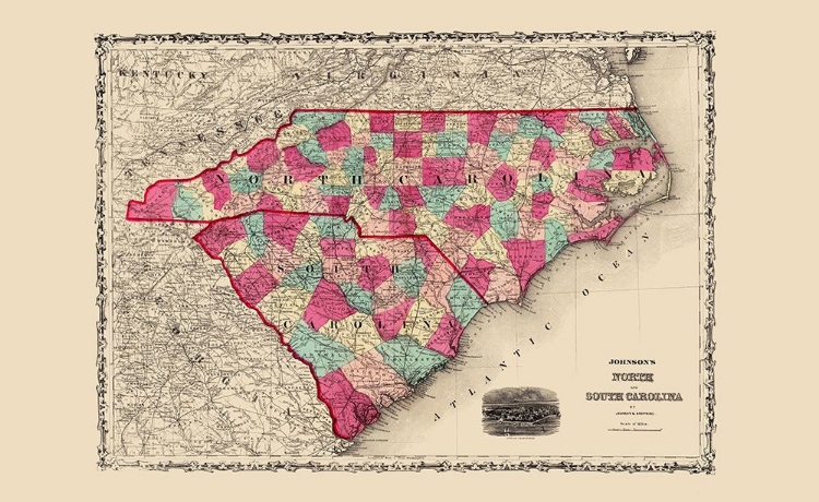 Picture of NORTH CAROLINA, SOUTH CAROLINA - JOHNSON 1860