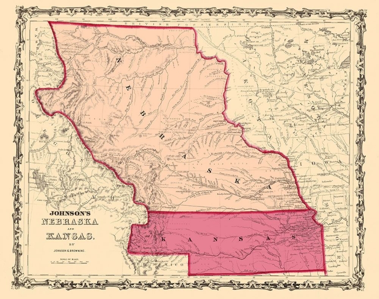 Picture of NEBRASKA, KANSAS - JOHNSON 1860
