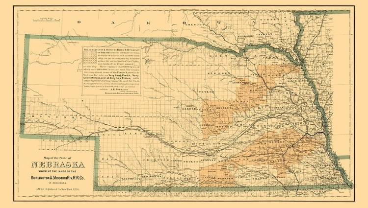 Picture of BURLINGTON AND MISSOURI RIVER RAILROAD  1876